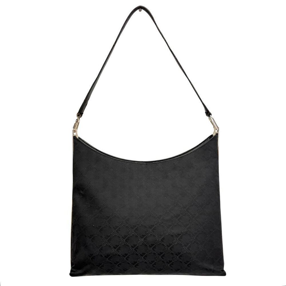 Salvatore Ferragamo Women's Black Authentic Canvas Leather Jacquard Shoulder Bag